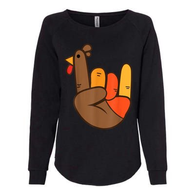 Rocker Hand Turkey Rock Funny Thanksgiving Womens California Wash Sweatshirt