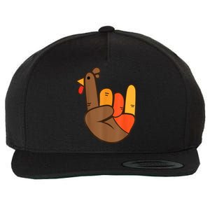 Rocker Hand Turkey Rock Funny Thanksgiving Wool Snapback Cap