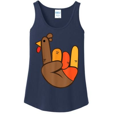 Rocker Hand Turkey Rock Funny Thanksgiving Ladies Essential Tank