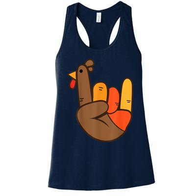 Rocker Hand Turkey Rock Funny Thanksgiving Women's Racerback Tank