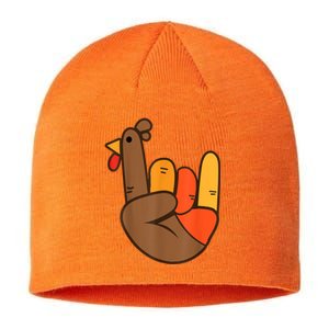 Rocker Hand Turkey Rock Funny Thanksgiving Sustainable Beanie