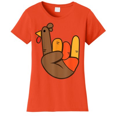 Rocker Hand Turkey Rock Funny Thanksgiving Women's T-Shirt