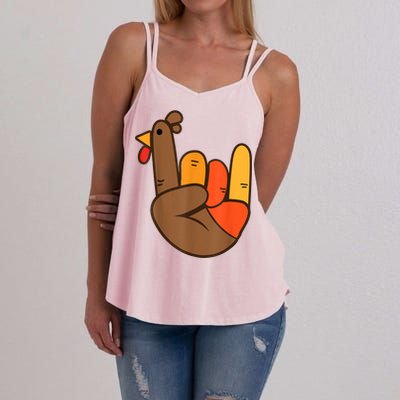 Rocker Hand Turkey Rock Funny Thanksgiving Women's Strappy Tank