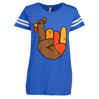 Rocker Hand Turkey Rock Funny Thanksgiving Enza Ladies Jersey Football T-Shirt