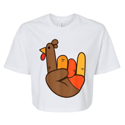 Rocker Hand Turkey Rock Funny Thanksgiving Bella+Canvas Jersey Crop Tee