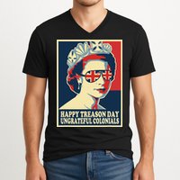 Retro Happy Treason Day 4th Of July British Colonials Flag V-Neck T-Shirt