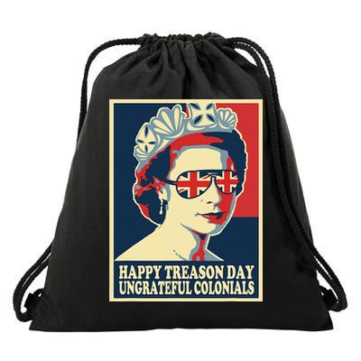 Retro Happy Treason Day 4th Of July British Colonials Flag Drawstring Bag