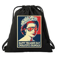 Retro Happy Treason Day 4th Of July British Colonials Flag Drawstring Bag