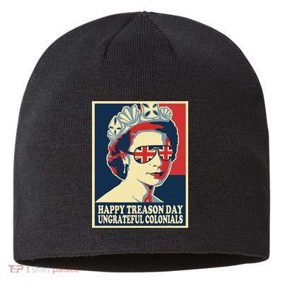 Retro Happy Treason Day 4th Of July British Colonials Flag Sustainable Beanie