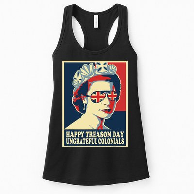Retro Happy Treason Day 4th Of July British Colonials Flag Womens Tank Top