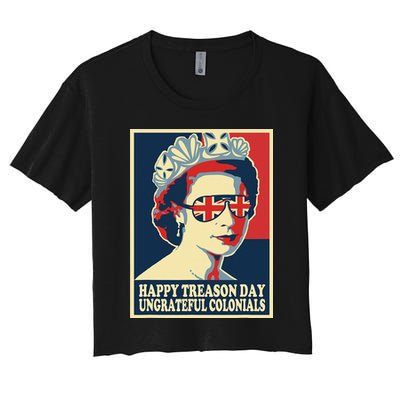 Retro Happy Treason Day 4th Of July British Colonials Flag Crop Top