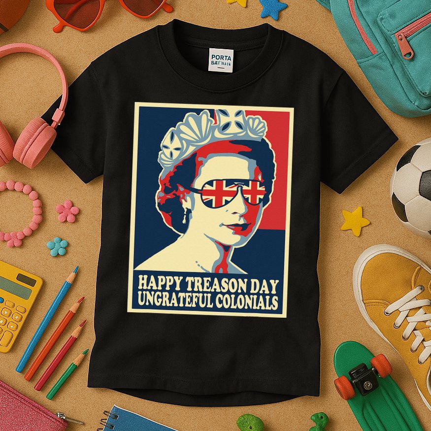 Retro Happy Treason Day 4th Of July British Colonials Flag Kids T-Shirt