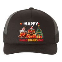 Retro Halloween Thanksgiving Christmas Happy Hallothanksmas Yupoong Adult 5-Panel Trucker Hat