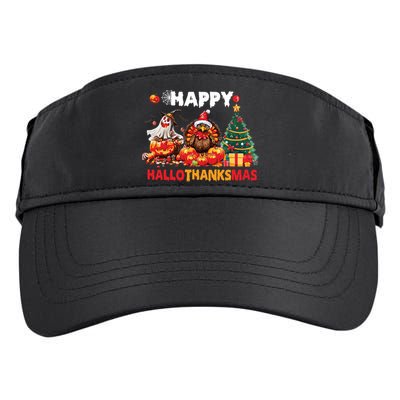 Retro Halloween Thanksgiving Christmas Happy Hallothanksmas Adult Drive Performance Visor