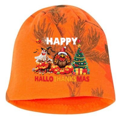 Retro Halloween Thanksgiving Christmas Happy Hallothanksmas Kati - Camo Knit Beanie