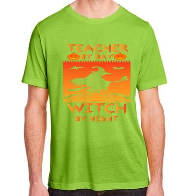 Retro Halloween Teacher By Day Witch By Night Meaningful Gift Adult ChromaSoft Performance T-Shirt