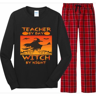 Retro Halloween Teacher By Day Witch By Night Meaningful Gift Long Sleeve Pajama Set