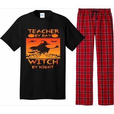 Retro Halloween Teacher By Day Witch By Night Meaningful Gift Pajama Set