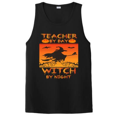 Retro Halloween Teacher By Day Witch By Night Meaningful Gift PosiCharge Competitor Tank