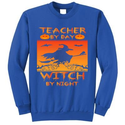 Retro Halloween Teacher By Day Witch By Night Meaningful Gift Sweatshirt