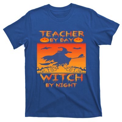 Retro Halloween Teacher By Day Witch By Night Meaningful Gift T-Shirt