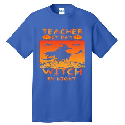 Retro Halloween Teacher By Day Witch By Night Meaningful Gift Tall T-Shirt