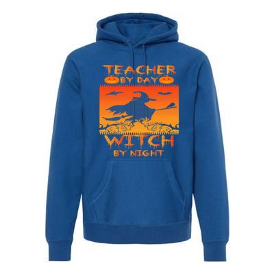 Retro Halloween Teacher By Day Witch By Night Meaningful Gift Premium Hoodie