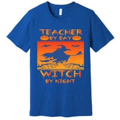 Retro Halloween Teacher By Day Witch By Night Meaningful Gift Premium T-Shirt