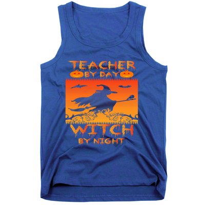 Retro Halloween Teacher By Day Witch By Night Meaningful Gift Tank Top