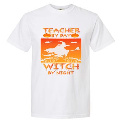 Retro Halloween Teacher By Day Witch By Night Meaningful Gift Garment-Dyed Heavyweight T-Shirt