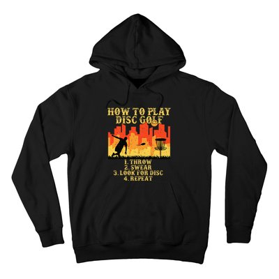 retro How To Play Disc Golf Player Flying Golfer Hoodie