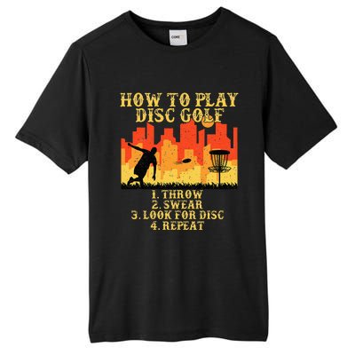 retro How To Play Disc Golf Player Flying Golfer Tall Fusion ChromaSoft Performance T-Shirt