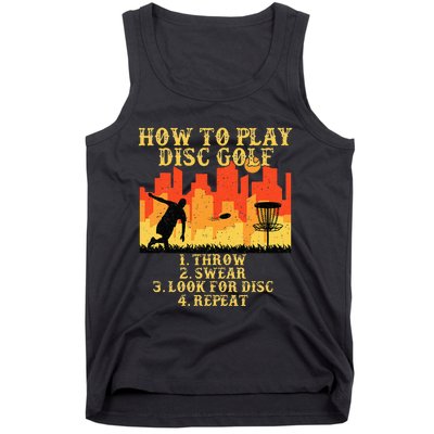 retro How To Play Disc Golf Player Flying Golfer Tank Top