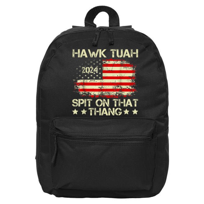 Retro Hawk Tuah 24 Spit On That Thang American Flag Gift 16 in Basic Backpack