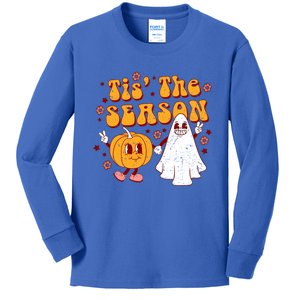 Retro Halloween Tis The Season Halloween Ghost Boy Girl Gift Kids Long Sleeve Shirt