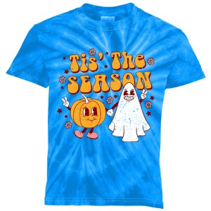 Retro Halloween Tis The Season Halloween Ghost Boy Girl Gift Kids Tie-Dye T-Shirt