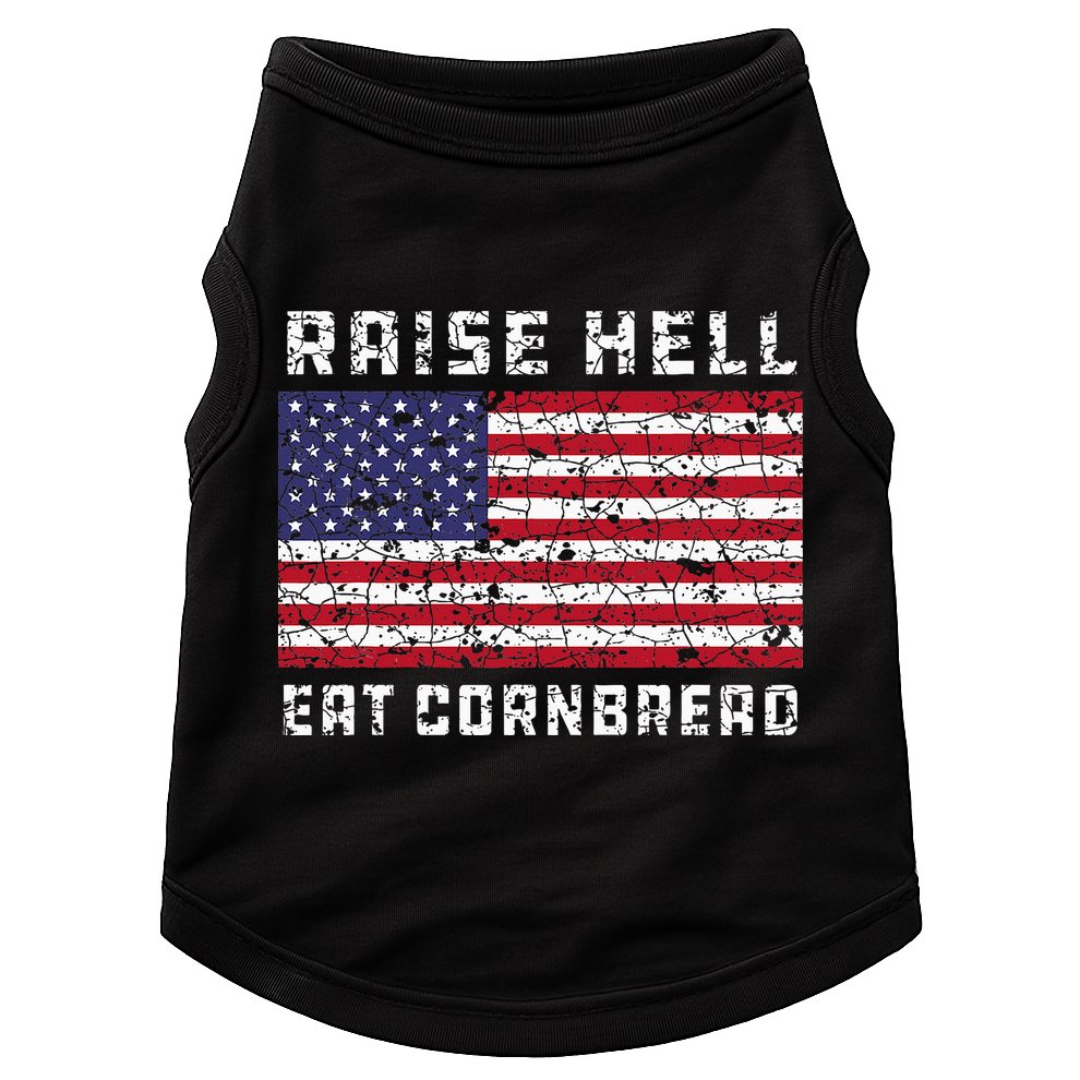 Raise Hell Usa Flag Eat Cornbread Redneck Country July 4 Doggie Tank