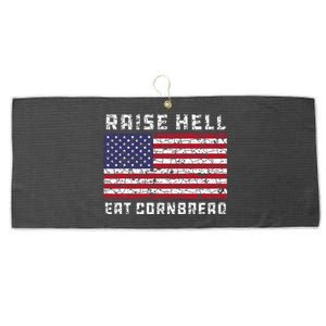 Raise Hell Usa Flag Eat Cornbread Redneck Country July 4 Large Microfiber Waffle Golf Towel