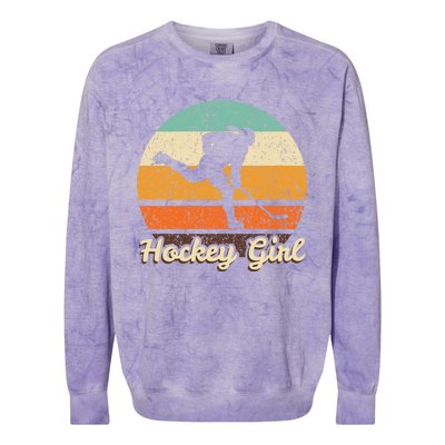 Retro Hockey Vintage Hockey Player Gift 90s Icehockey Gift Colorblast Crewneck Sweatshirt