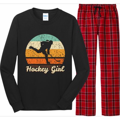 Retro Hockey Vintage Hockey Player Gift 90s Icehockey Gift Long Sleeve Pajama Set