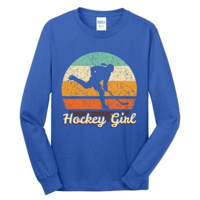 Retro Hockey Vintage Hockey Player Gift 90s Icehockey Gift Tall Long Sleeve T-Shirt