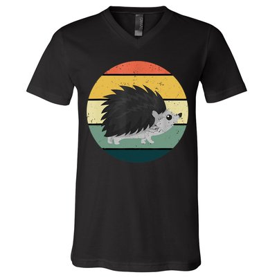 Retro Hedgehog Vintage Hedgehogs Cute Forest Animal Lover TShirt V-Neck T-Shirt
