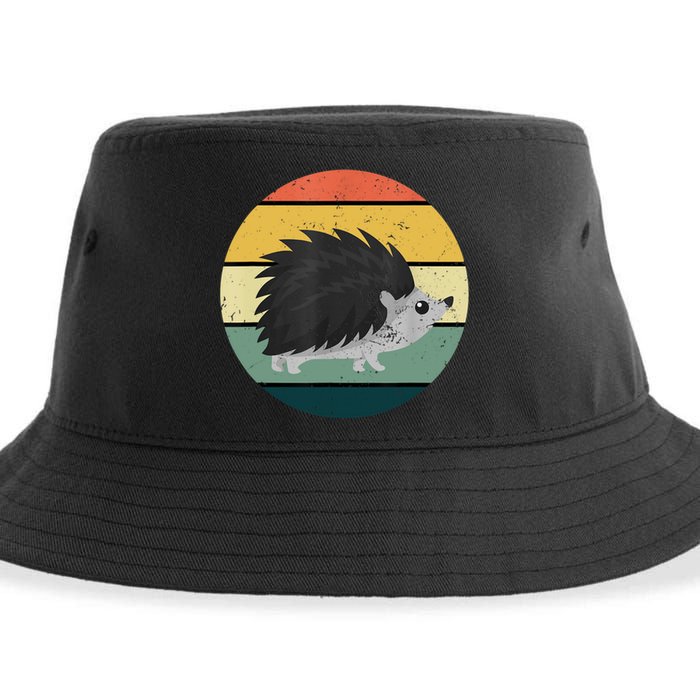 Retro Hedgehog Vintage Hedgehogs Cute Forest Animal Lover TShirt Sustainable Bucket Hat