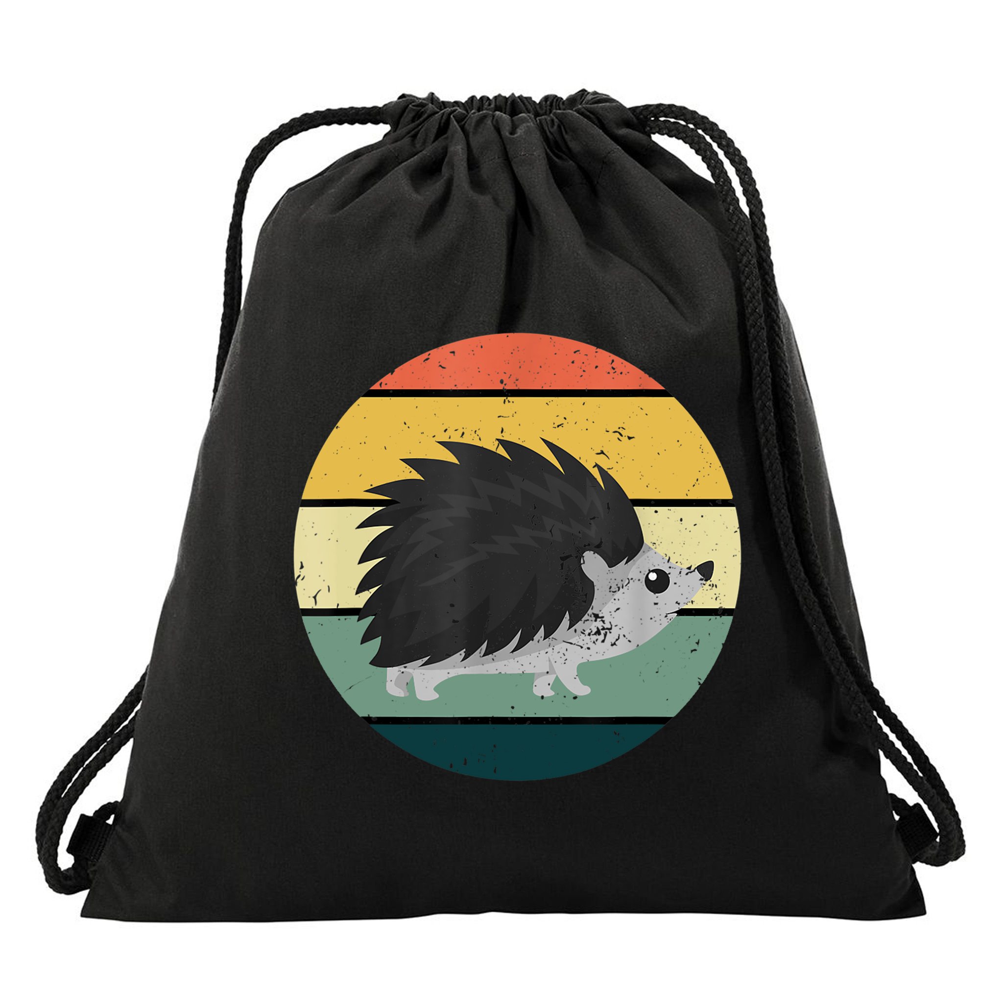 Retro Hedgehog Vintage Hedgehogs Cute Forest Animal Lover TShirt Drawstring Bag