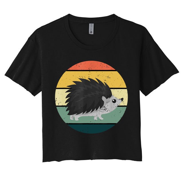 Retro Hedgehog Vintage Hedgehogs Cute Forest Animal Lover TShirt Crop Top