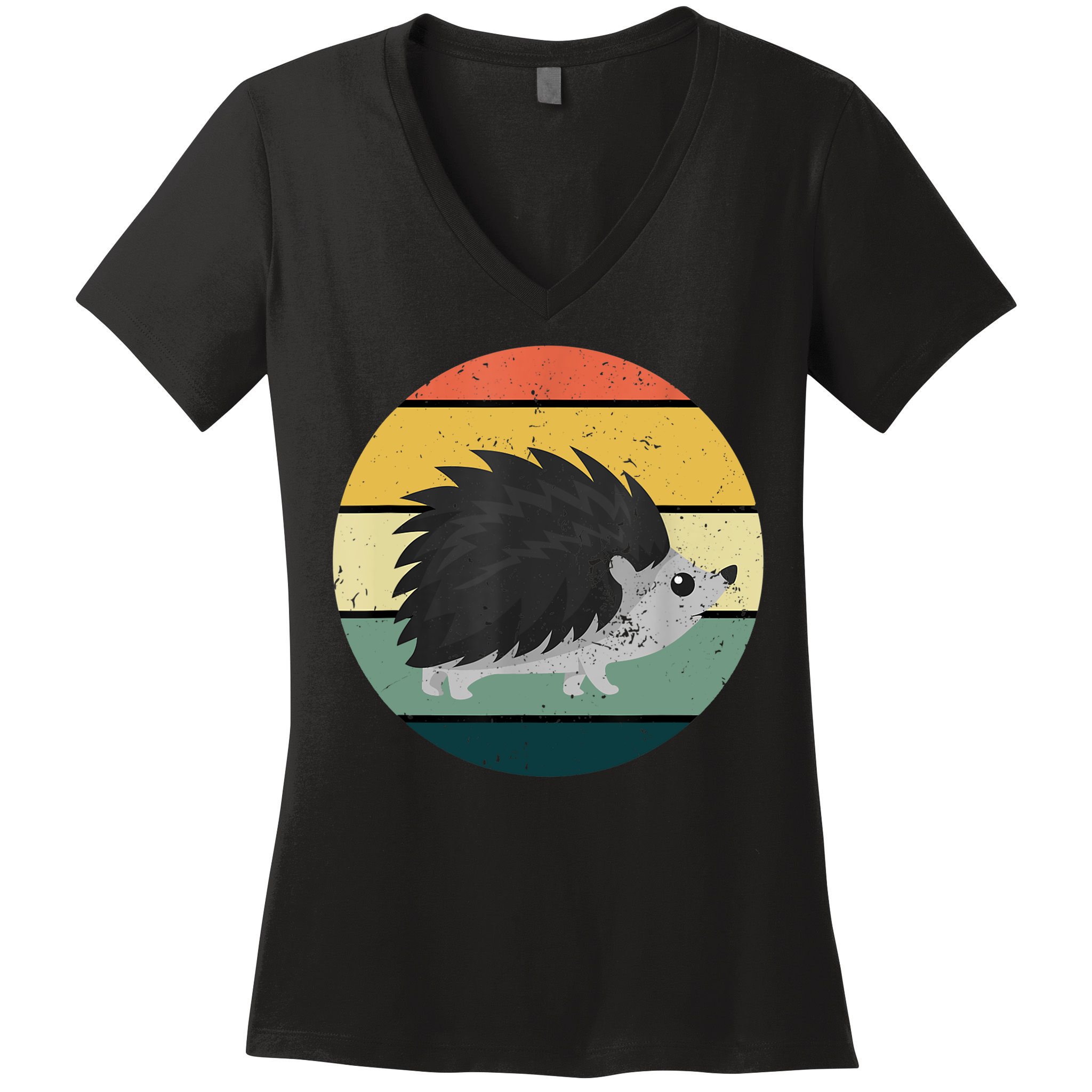 Retro Hedgehog Vintage Hedgehogs Cute Forest Animal Lover TShirt Women's V-Neck T-Shirt