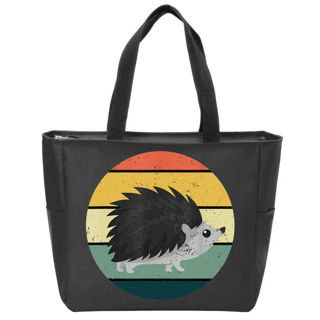 Retro Hedgehog Vintage Hedgehogs Cute Forest Animal Lover TShirt Zip Tote Bag