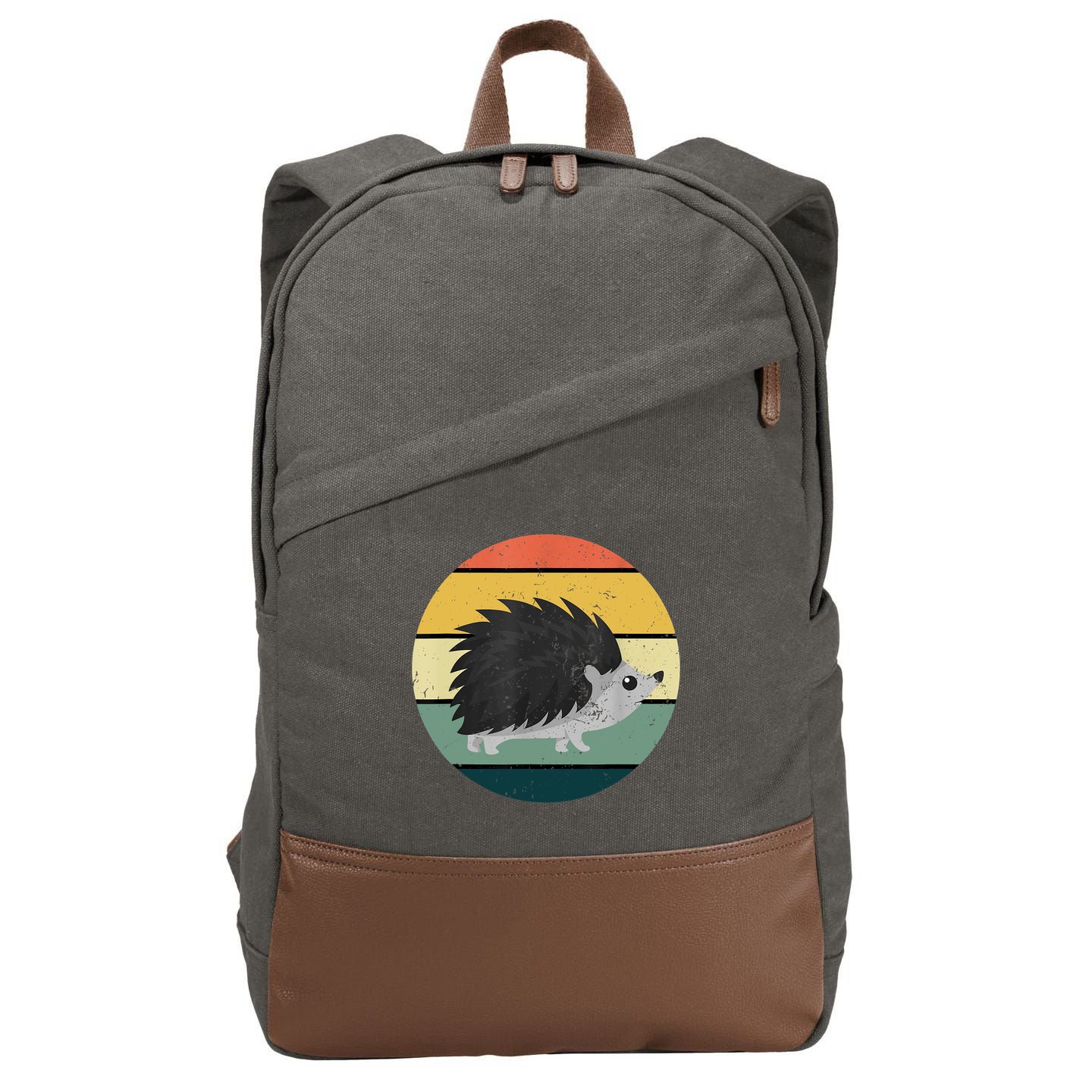Retro Hedgehog Vintage Hedgehogs Cute Forest Animal Lover TShirt Cotton Canvas Backpack