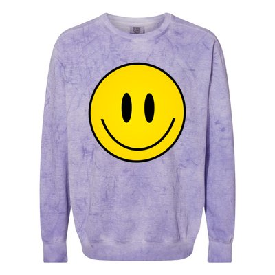 Retro Happy Vibe Smiley Face Happy Face Graphic Gift Colorblast Crewneck Sweatshirt