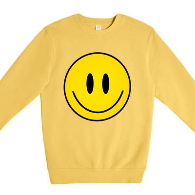 Retro Happy Vibe Smiley Face Happy Face Graphic Gift Premium Crewneck Sweatshirt